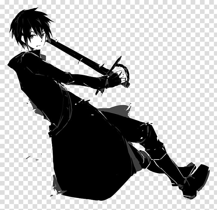 Kirito Asuna Anime Sword Art Online Black and white, asuna transparent background PNG clipart