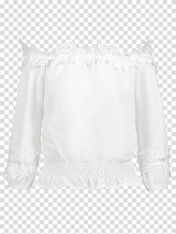 Blouse Ruffle Shoulder Collar Lace, Lacy Off White Sweaters transparent background PNG clipart