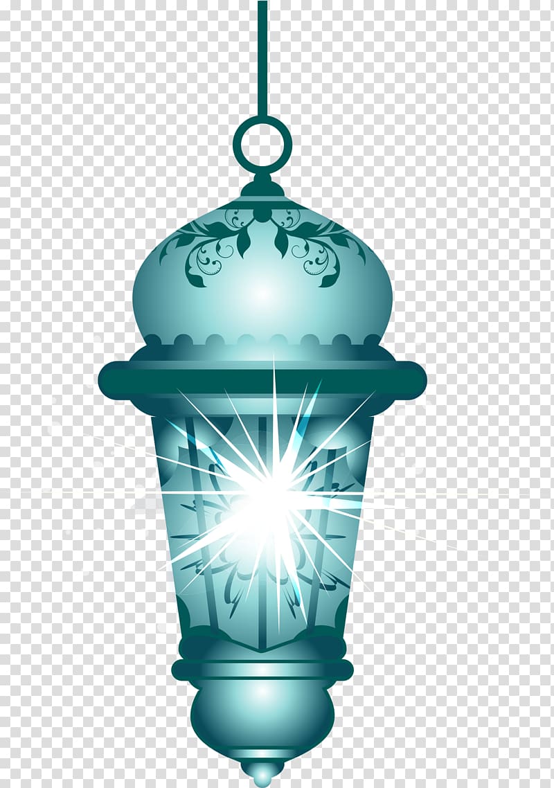 blue lantern illustration, Blue Islamic decoration transparent background PNG clipart