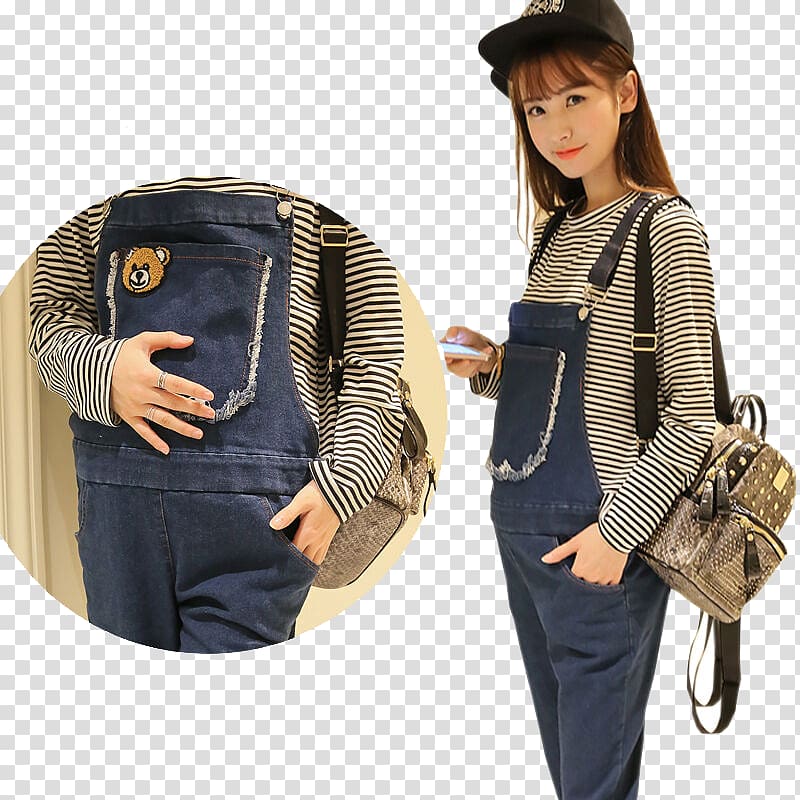 T-shirt Fashion Handbag Trousers Overall, Fashion overalls pregnant women transparent background PNG clipart