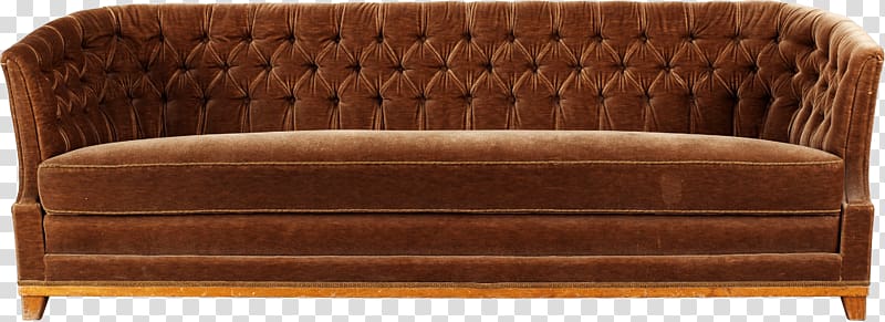 brown cushion couch, Large Vintage Fabric Sofa transparent background PNG clipart