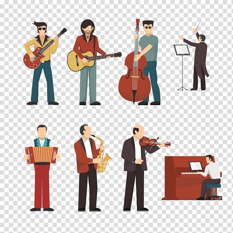Musical instrument Musician Illustration, People playing musical instruments transparent background PNG clipart