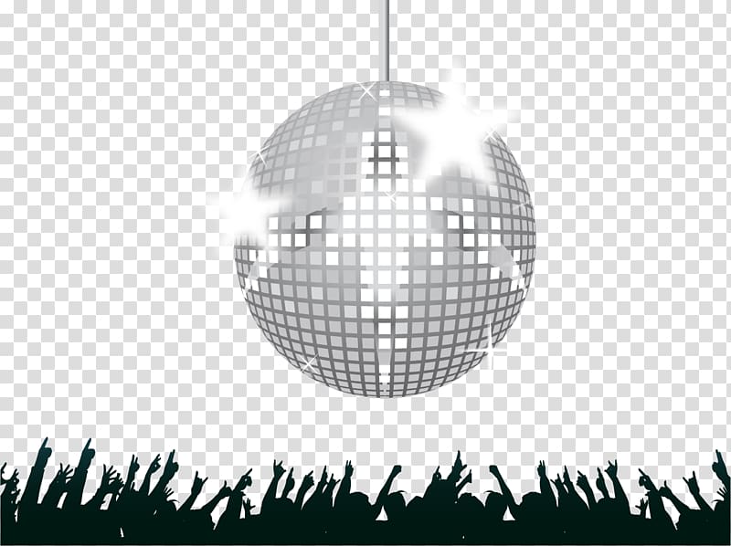 silver disco ball illustration, Dance party Nightclub Free party, Party rock transparent background PNG clipart