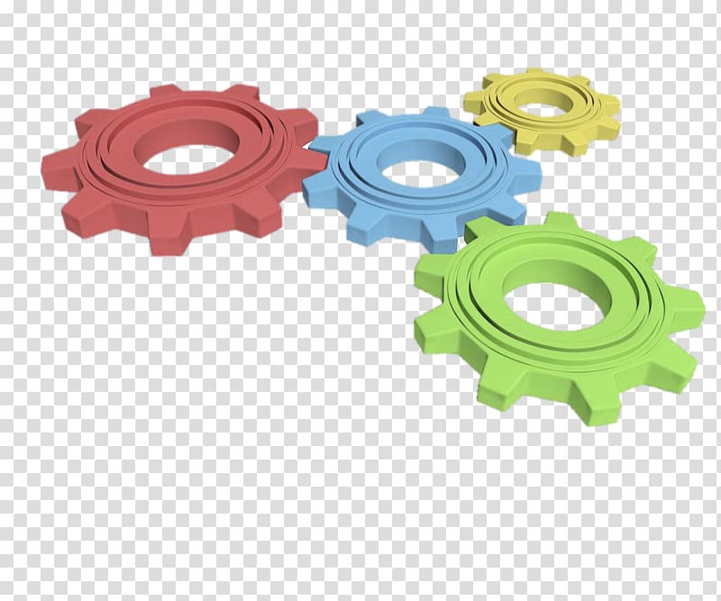 Gear 3D computer graphics Android , Different colors of 3D gears transparent background PNG clipart