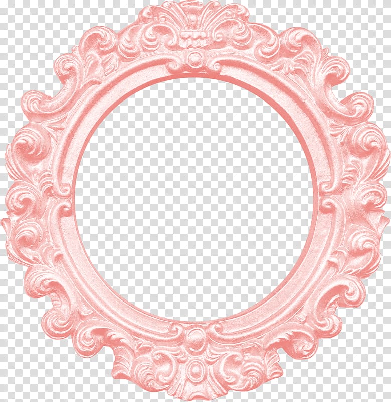 round pink frame illustration, frame Mirror , Pink Mirror transparent background PNG clipart