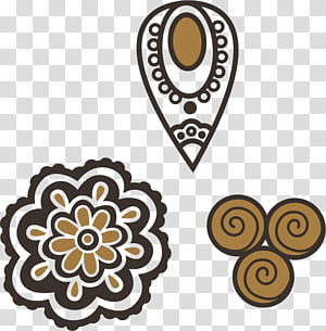 Boho-chic Art Pattern, vintage hand-painted decoration set transparent background PNG clipart thumbnail