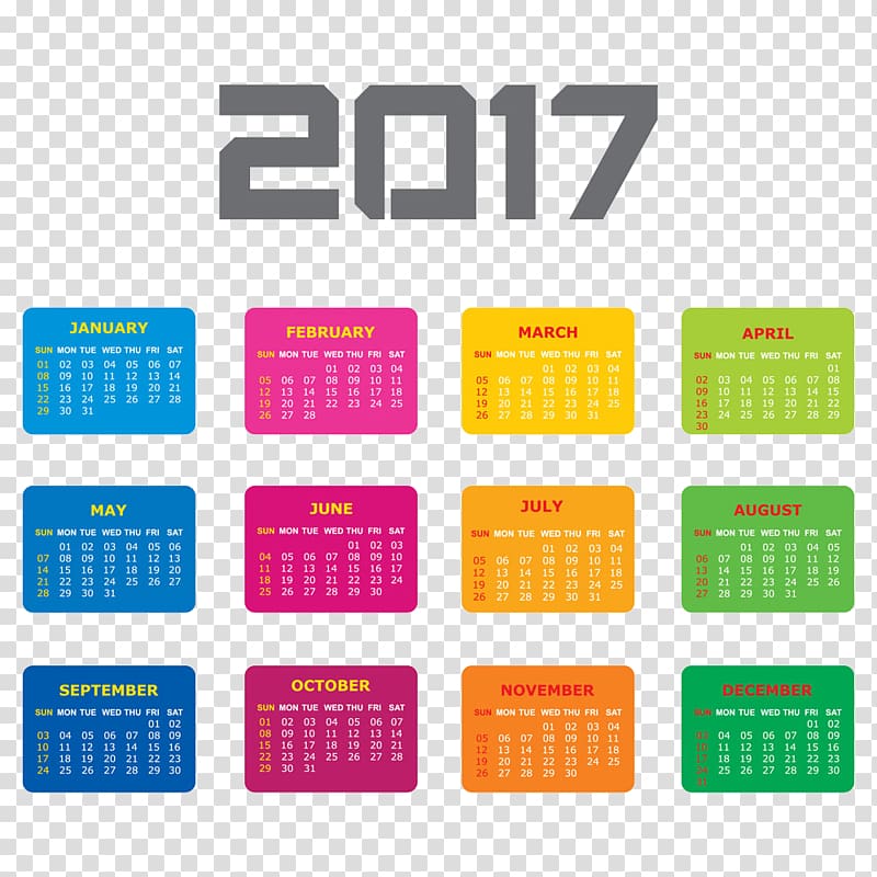 Color , 2017 Calendar transparent background PNG clipart