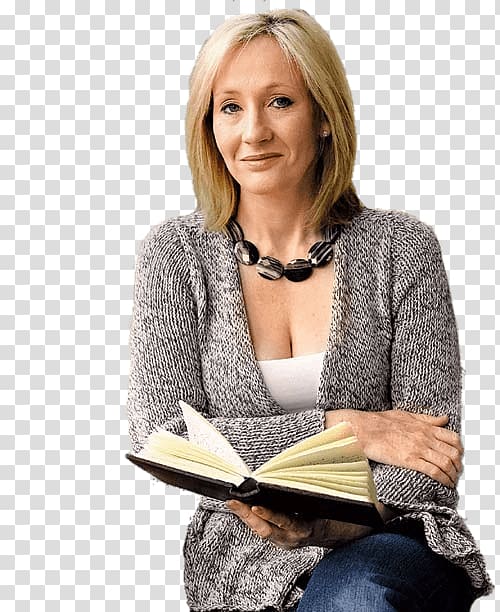 woman holding book, JK Rowling With Book transparent background PNG clipart