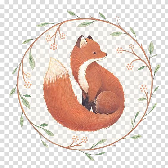 hand painted fox transparent background PNG clipart