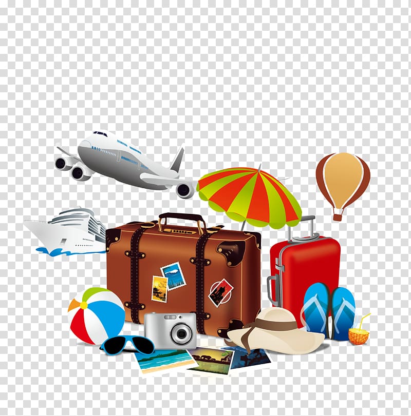 airplane and bag , Coron Cebu Baler Legazpi Bacolod, Creative Summer Travel transparent background PNG clipart
