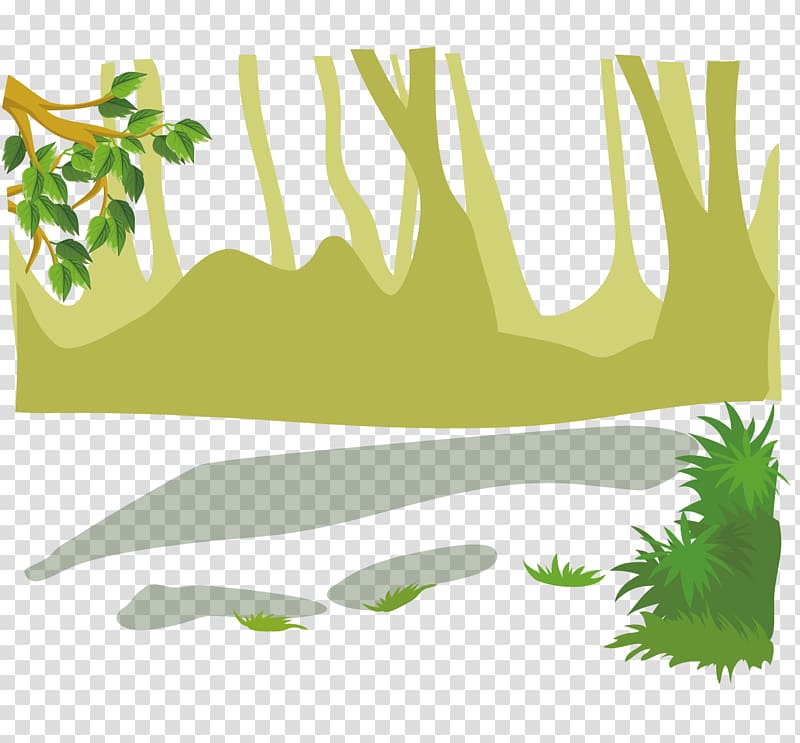 Euclidean Weed Adobe Illustrator, Hand-painted trees and grass material transparent background PNG clipart