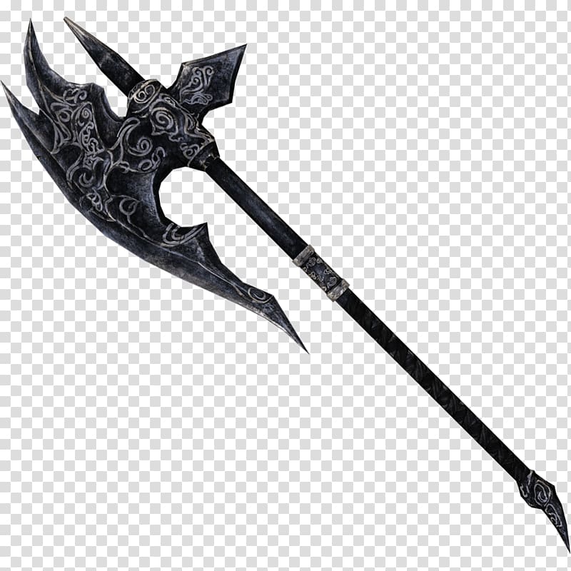 black and white weapon, Elder Scrolls Skyrim Ebony Weapon transparent background PNG clipart