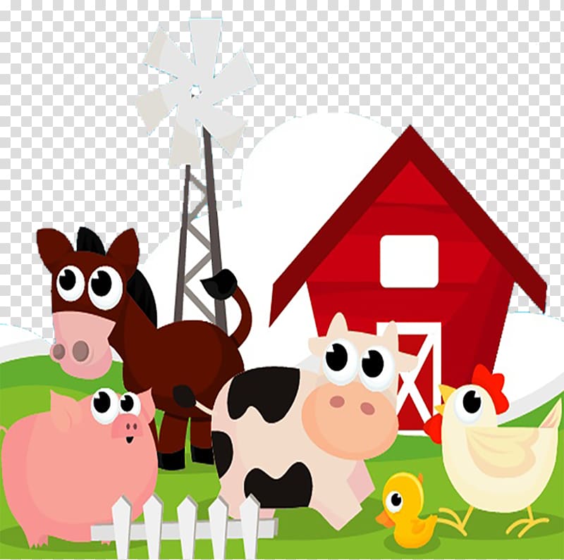 farmhouse and animals clip art
