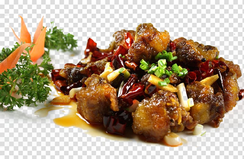 Sichuan cuisine Chicken nugget Meatball Mala sauce, Spicy chicken transparent background PNG clipart