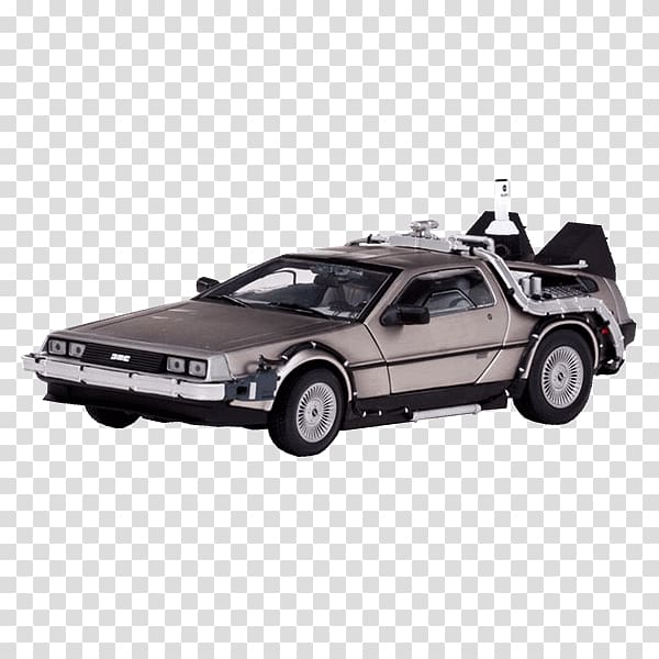 DeLorean DMC-12 DeLorean time machine Die-cast toy Back to the Future 1:18 scale diecast, delorean transparent background PNG clipart