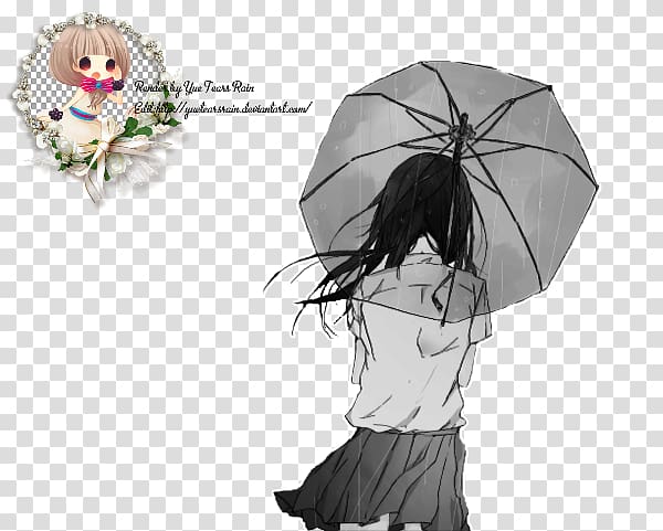 Drawing Manga Anime Rin Okumura, Girl with umbrella transparent background PNG clipart