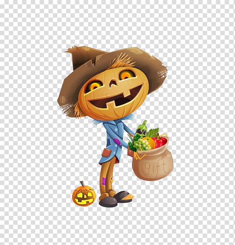 Halloween Jack-o-lantern Pumpkin Scarecrow, Cute little devil pumpkin transparent background PNG clipart