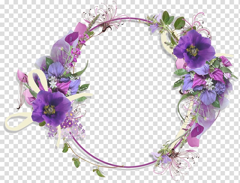 Flower Purple Clip Art Floral Round Frame Png Pic 