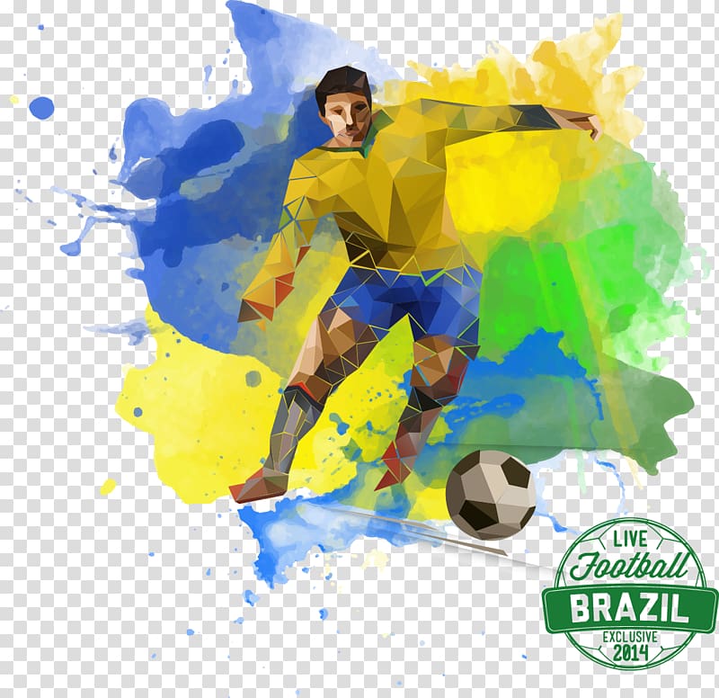 Live Football Brazil illustration, 2014 FIFA World Cup Brazil Football player, 2014 Brazil World Cup transparent background PNG clipart
