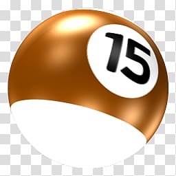 gold and white 15 billiard ball illustration, Billiard Ball 15 transparent background PNG clipart