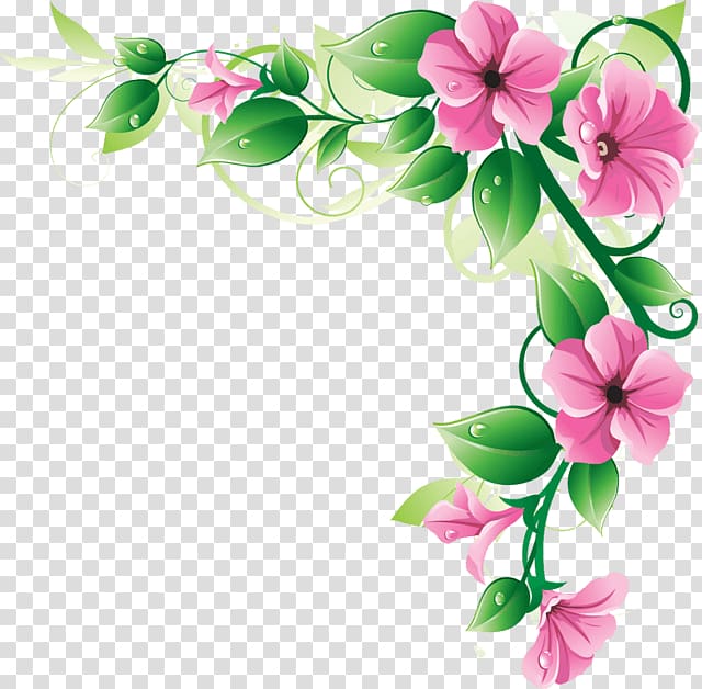 pink and green flower clipart