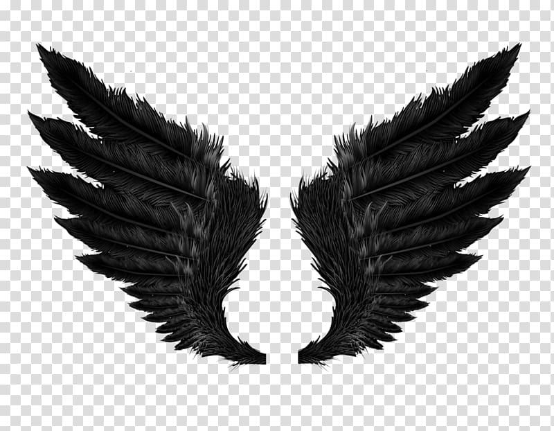 black wings illustration, Black Angel Wings transparent background PNG clipart