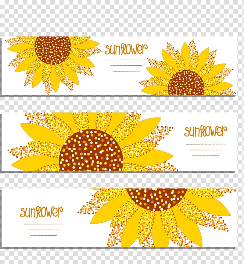 Common sunflower Banner, Sunflower greeting card transparent background PNG clipart
