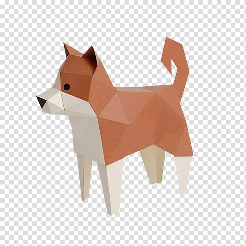 brown polygon dog art, Shiba Inu Paper model Puppy Origami, Origami puppy transparent background PNG clipart