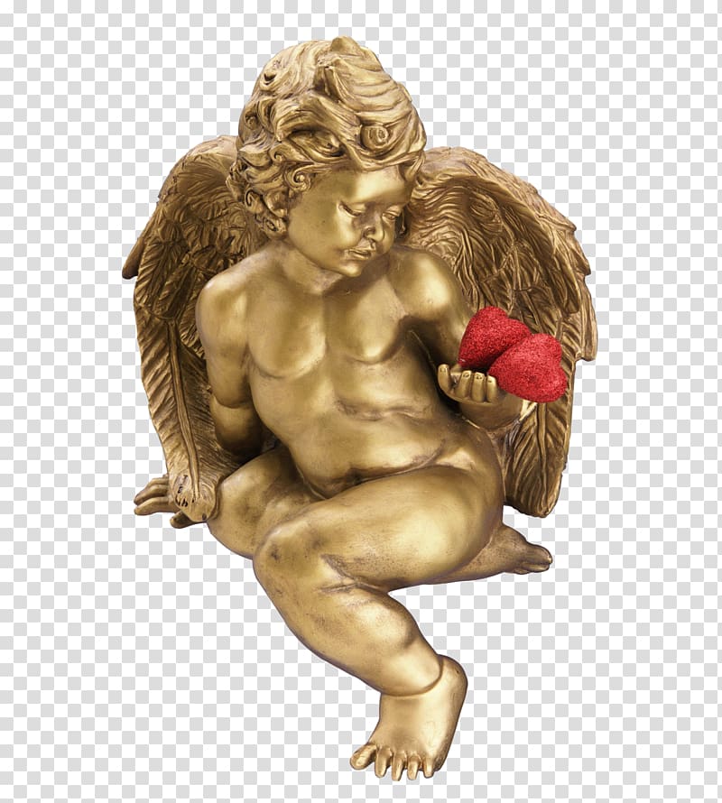 Golden Buddha Statue Cupid, Cupid statue Creative transparent background PNG clipart