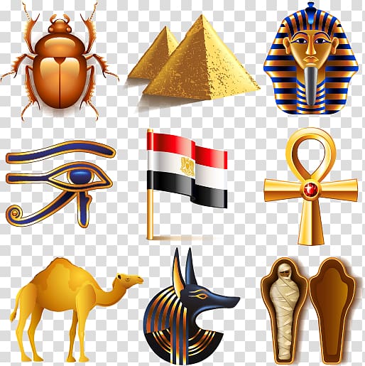 brown camel and Pyramid illustration, Egyptian pyramids Ancient Egypt Pharaoh Horus Mummy, Countries with national flags icon material characteristics, transparent background PNG clipart