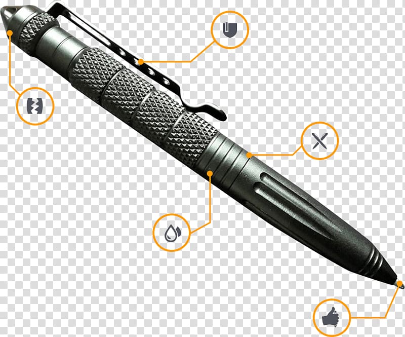 UZI Tactical Glassbreaker Pen Kubotan Glass breaker Self-defense, pen transparent background PNG clipart