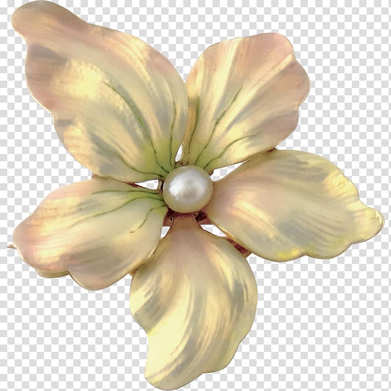 beige petaled flower, Jewellery Flower Petal Enamel pearl, gold floral transparent background PNG clipart