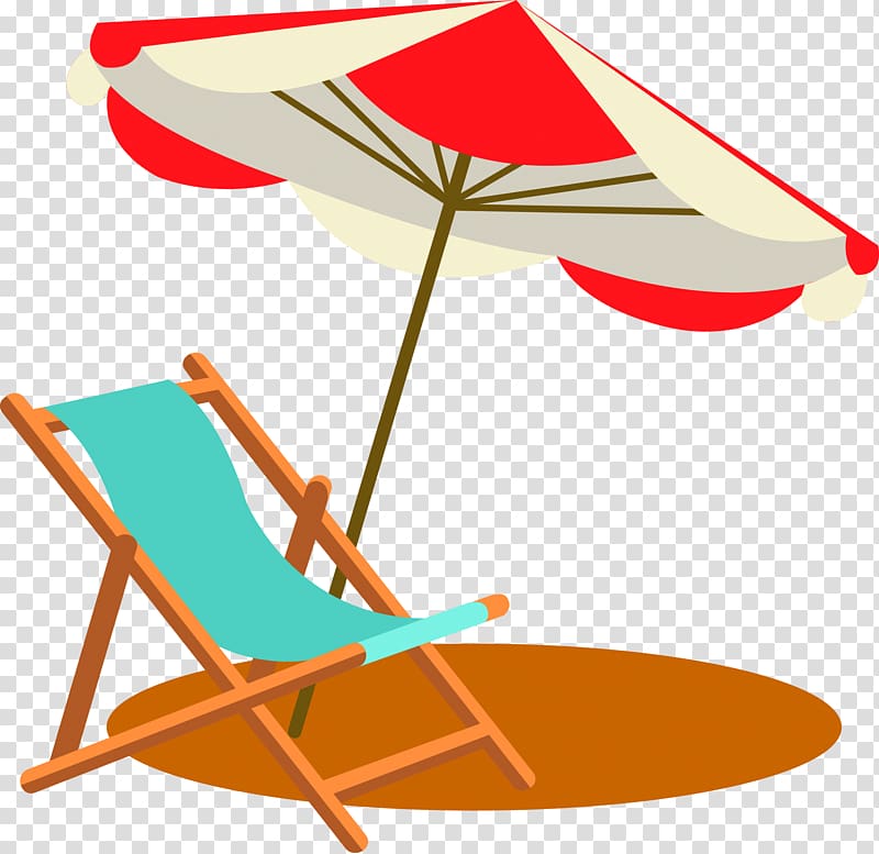 Table Chair Umbrella Beach, Beach loungers transparent background PNG clipart