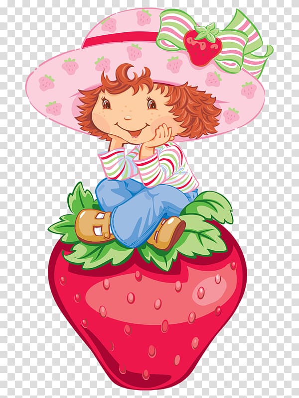 Strawberry Shortcake Cheesecake Girl, Girl sitting on a strawberry transparent background PNG clipart