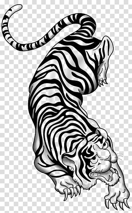 Old School Tiger Black and White Tattoo Design – Tattoos Wizard Designs