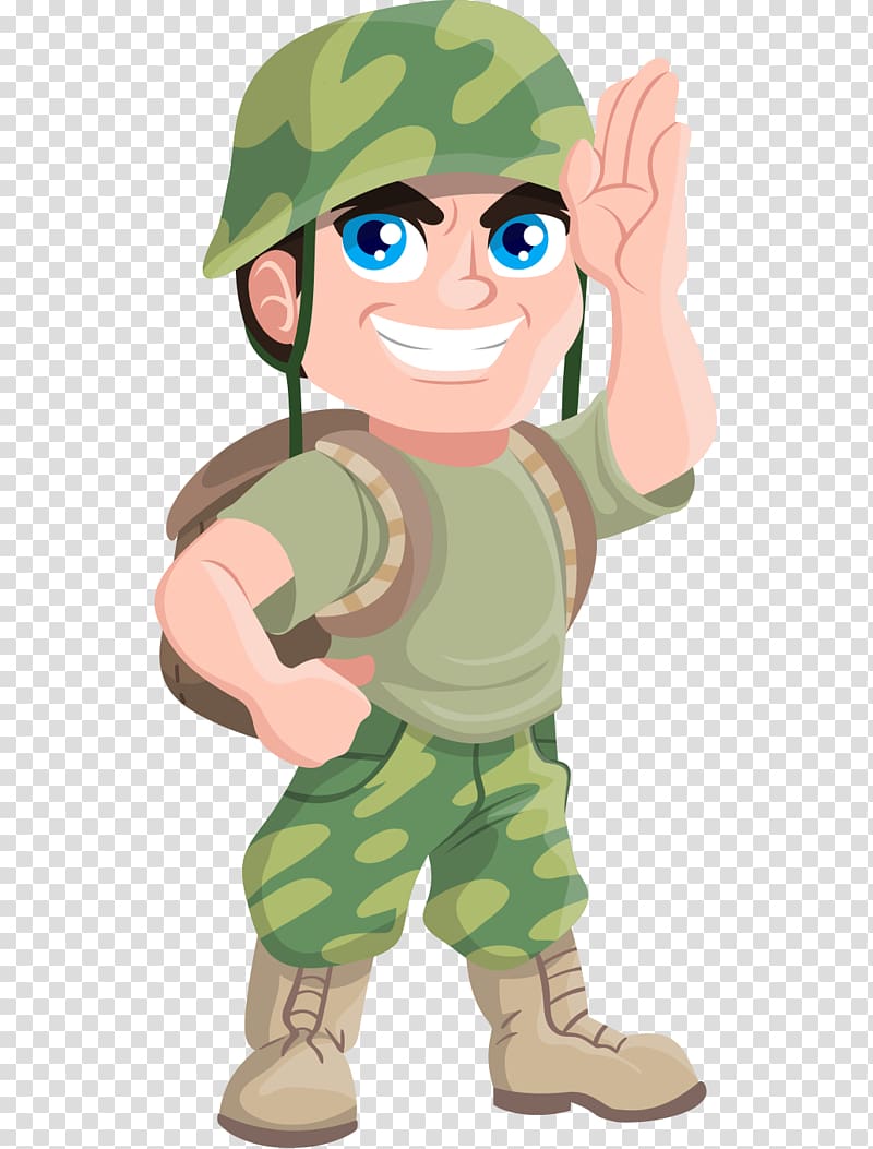 army carrying backpack , Soldier Free content Military , Hand-painted cartoon salute soldiers abroad transparent background PNG clipart