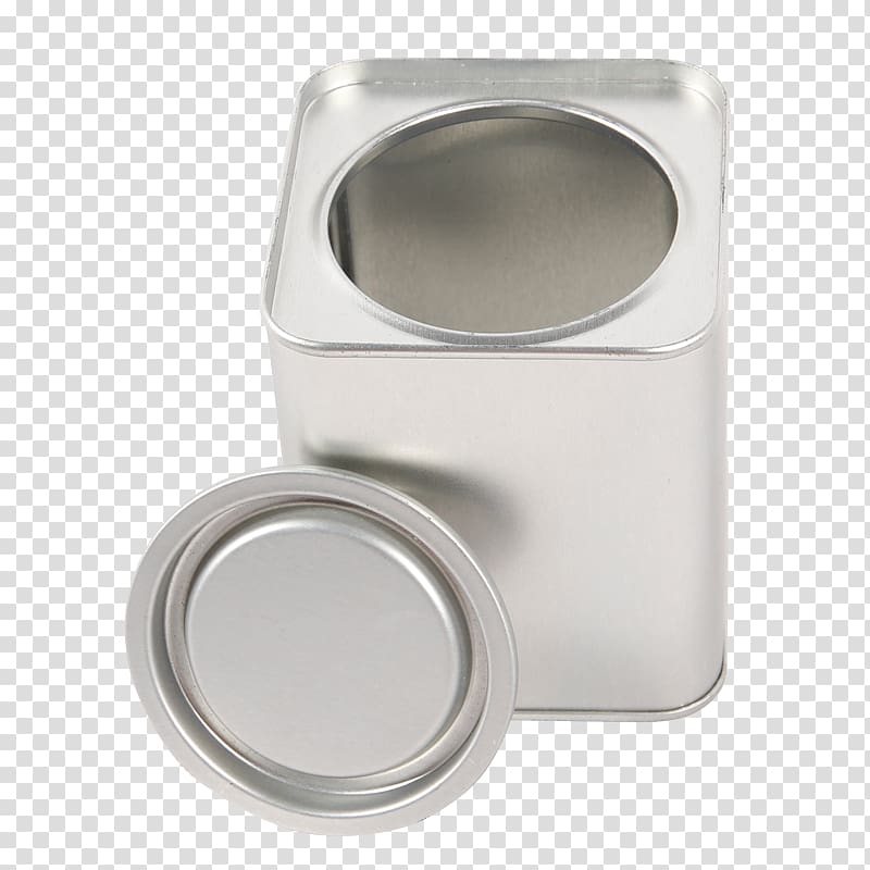 Silver Tea caddy Tin Box, silver transparent background PNG clipart