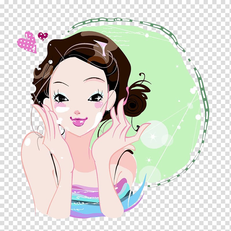 Brown Haired Female Cartoon Character Sunscreen Skin Care Face