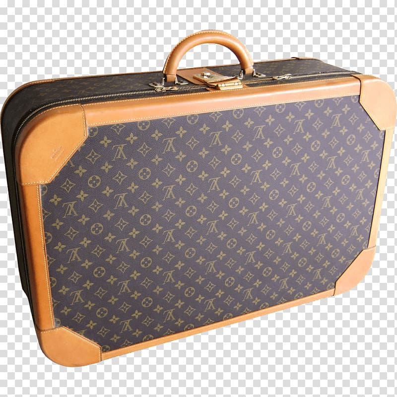 brown Louis Vuitton leather suitcase illustration, Vuitton Suitcase transparent background PNG clipart