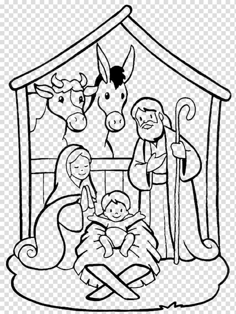 Nativity scene Drawing Coloring book Manger Christmas Day, painting transparent background PNG clipart