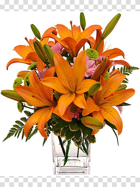 Floral design Orange lily Cut flowers Flower bouquet, Lily Orange transparent background PNG clipart
