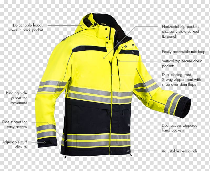 Jacket Coat Outerwear High-visibility clothing, stowaway rain jacket with hood transparent background PNG clipart