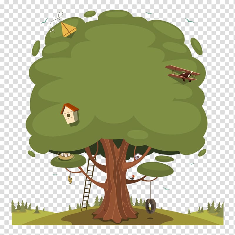 Tree Illustration, Creative Building transparent background PNG clipart
