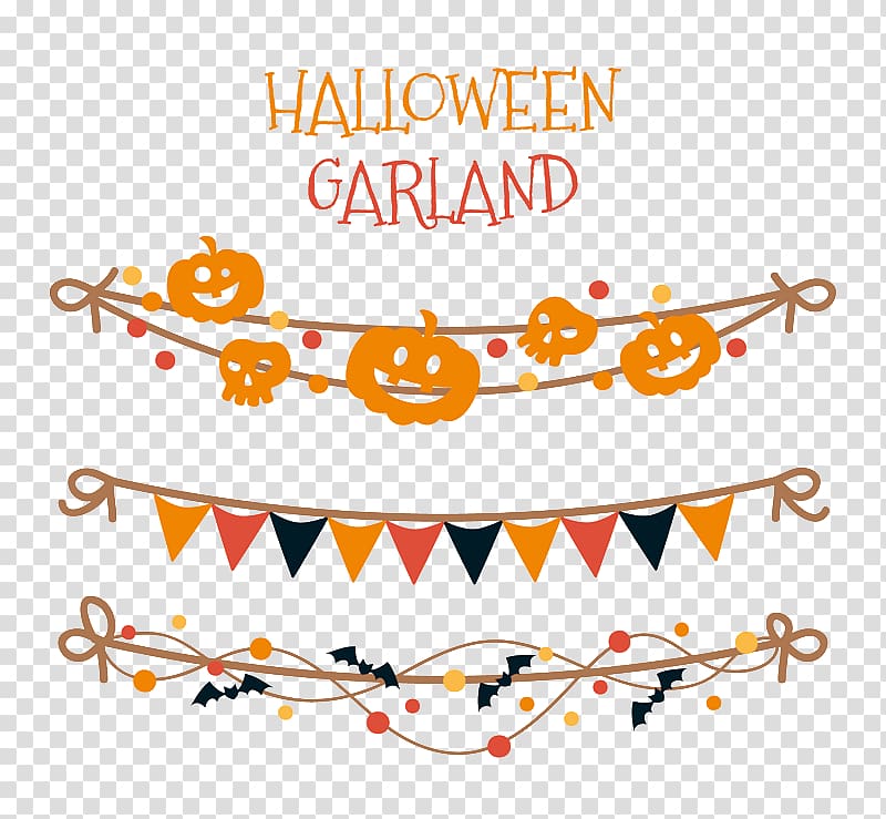 Halloween Garland illustration, Halloween Garland , Halloween pull flag transparent background PNG clipart