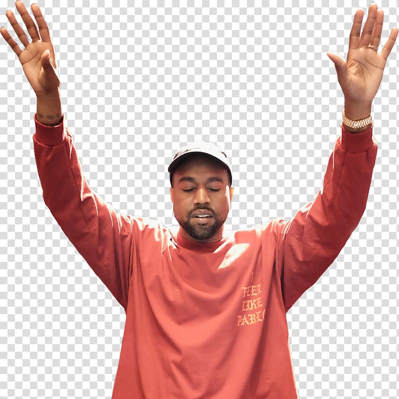 man hands up while closing eyes, Kanye West The Life of Pablo Watch the Throne The College Dropout Music, fun transparent background PNG clipart