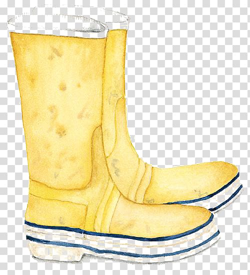 Wellington boot Shoe Illustration, Yellow boots transparent background PNG clipart