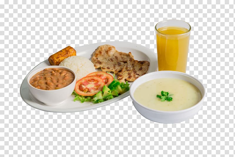 Full breakfast Vegetarian cuisine Lunch Soup Dish, almuerzo transparent background PNG clipart