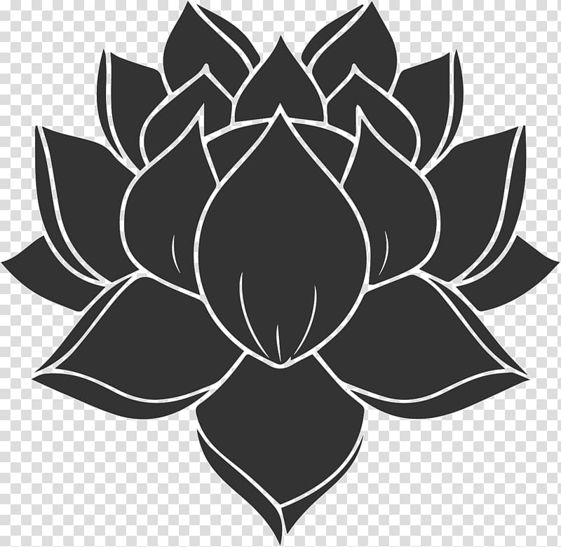 Silhouette Nelumbo nucifera, lotus flower transparent background PNG clipart