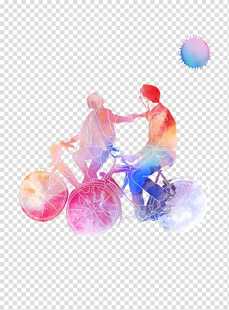 Cycling couple Significant other Computer file, Couple riding a bike hand silhouette transparent background PNG clipart