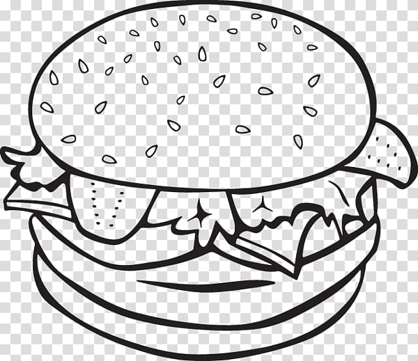 Cheeseburger Hamburger French fries Junk food Coloring book, hamburger bun transparent background PNG clipart